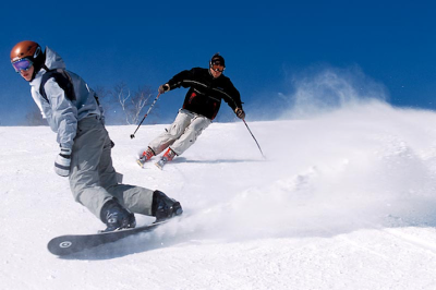 Snowboarding and Skiing