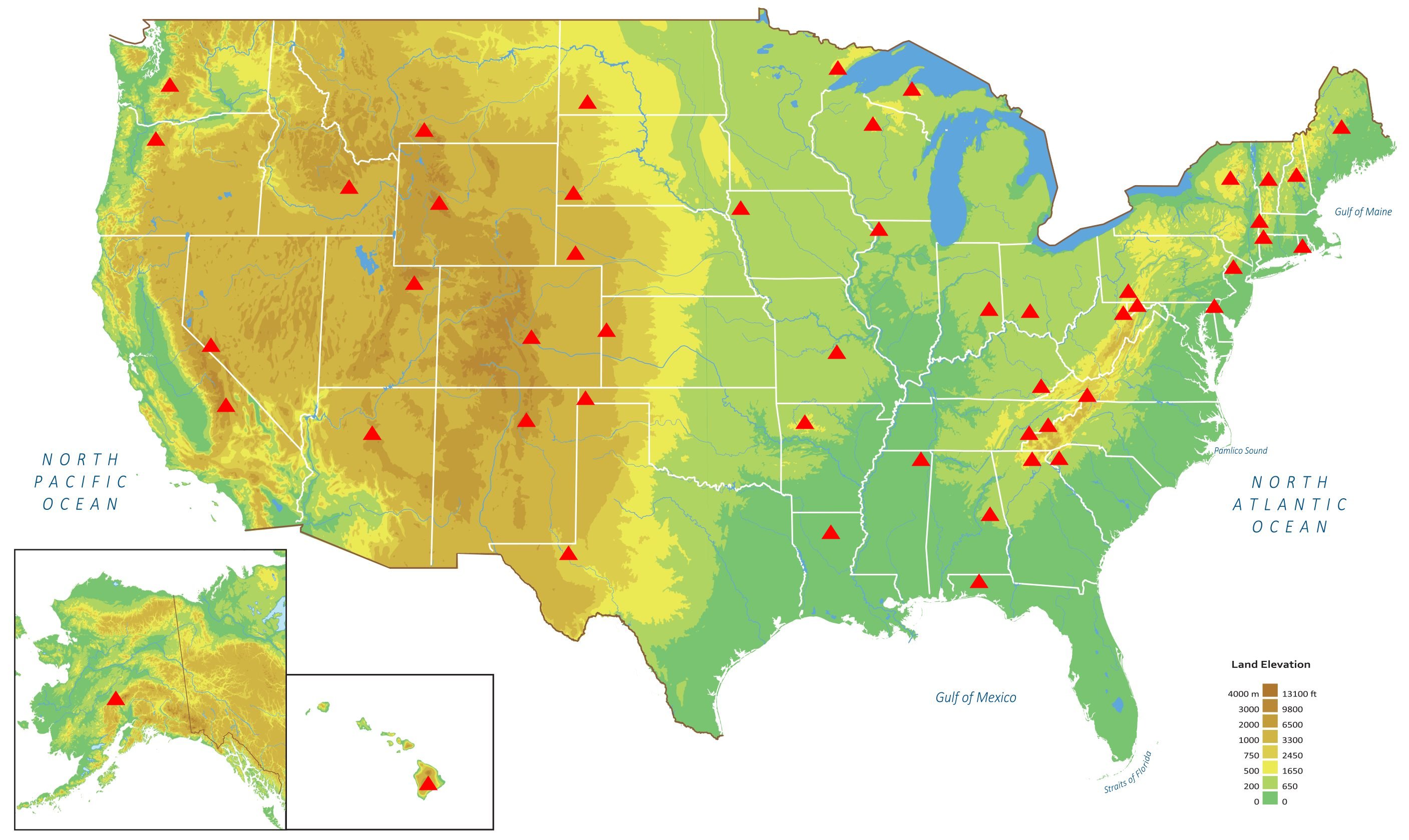 United States Highest Points By State