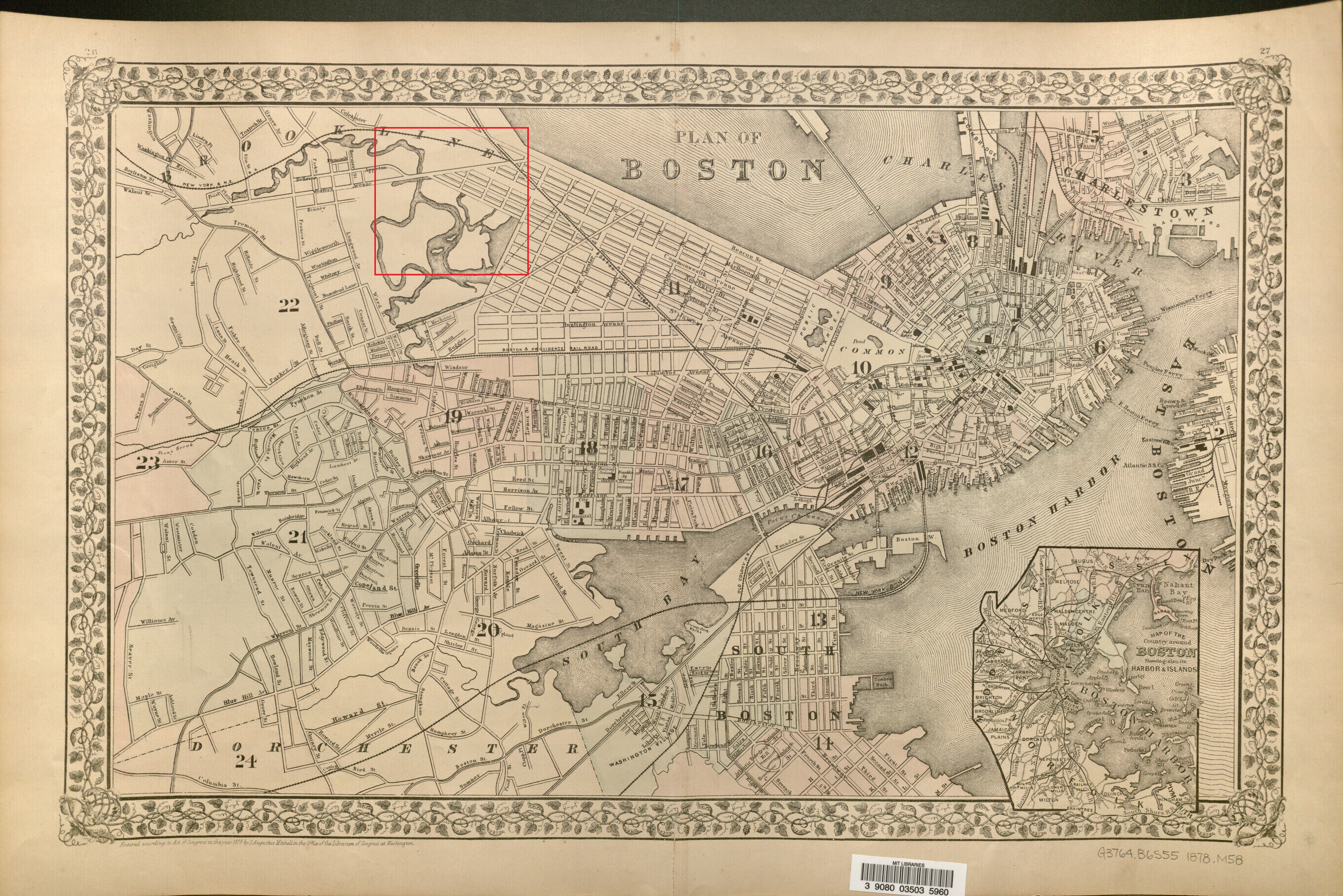 Antique 1908 Fenway-Kenmore, Boston, Massachusetts Map from GW Bromley Atlas – Berklee College of Music, Back Bay shops Fens, Fire Department, MA