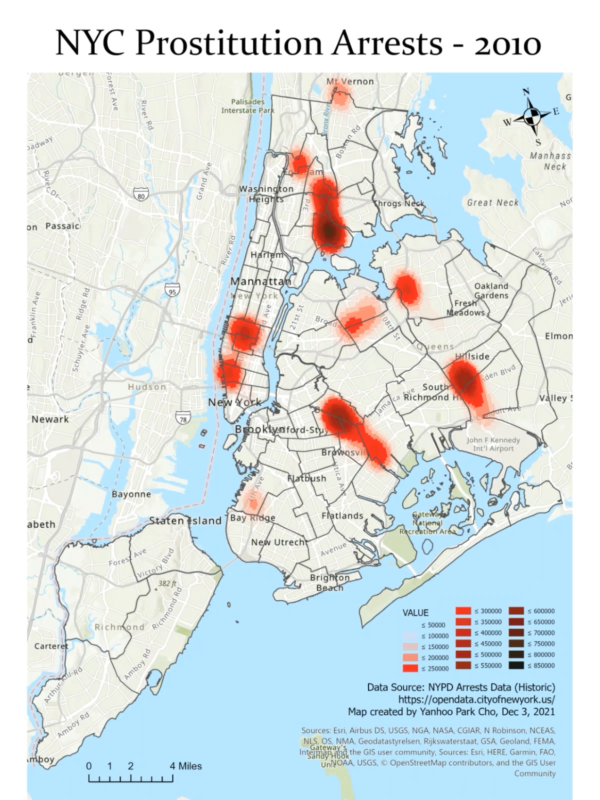 mapping prostitution & unlicensed massage arrests in NYC